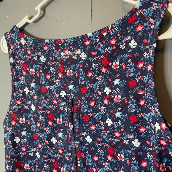 Columbia keyhole back Floral Sleeveless Tank Top - Blue and Red size small - Picture 10 of 12